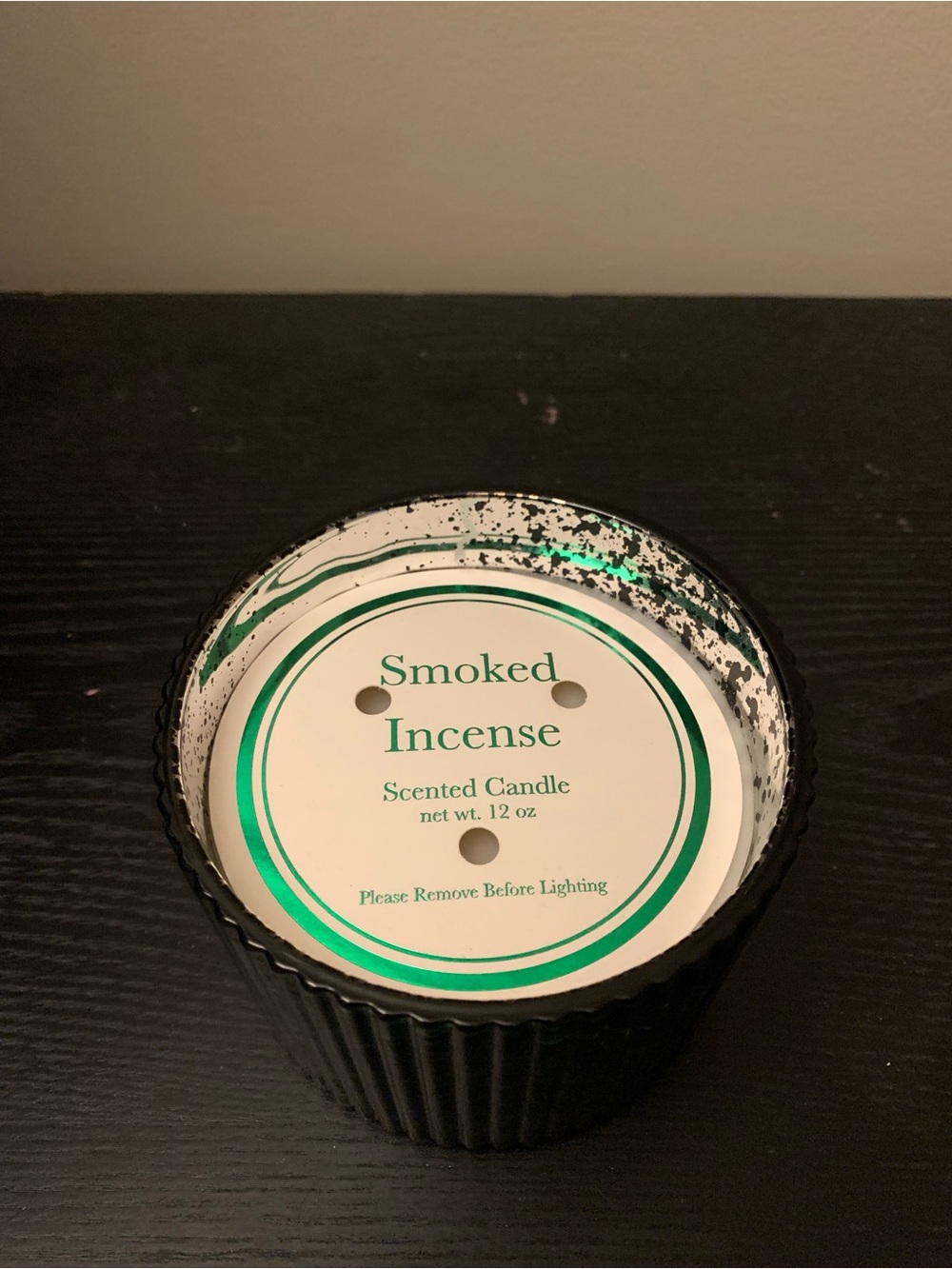 Smoked Incense Scented Candle - Green Ribbed Jar